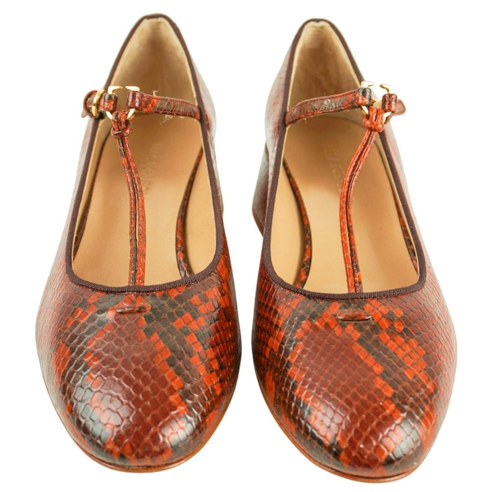Ulla Johnson Lucy Orange Snakeskin Heels - Picture 2 of 9